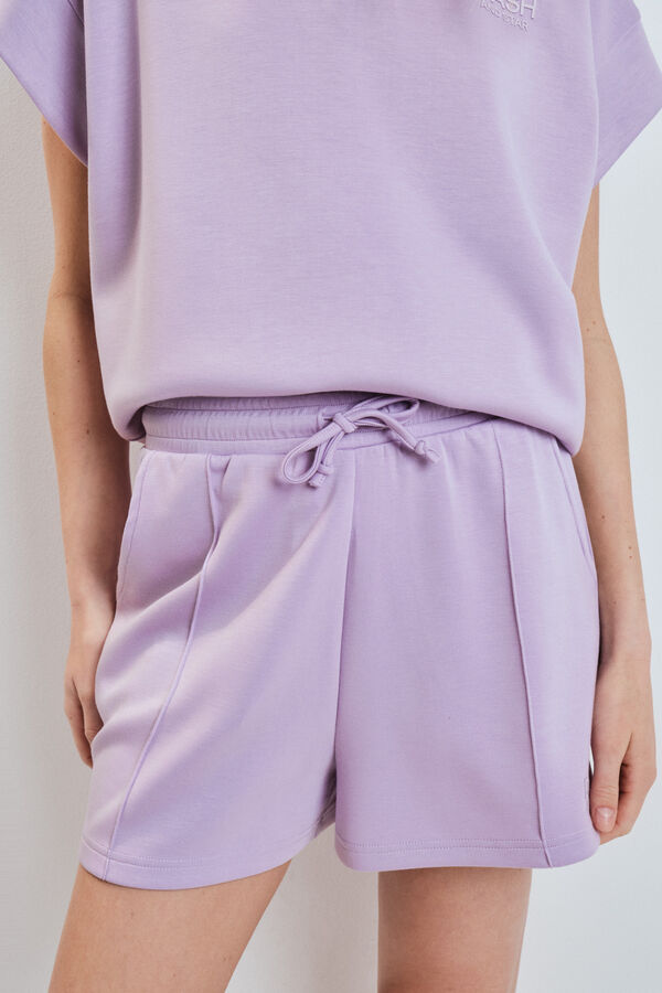 Dash and Stars Pantal&oacute;n corto ancho viscosa suave rosa morado/lila