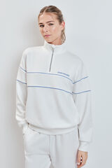 Dash and Stars Sudadera cuello alto cremallera blanca beige