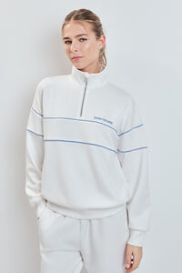 Dash and Stars Sudadera cuello alto cremallera blanca