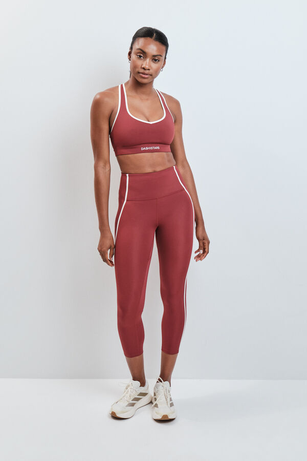 Dash and Stars Leggings crop 4D STRETCH burgundy rojo