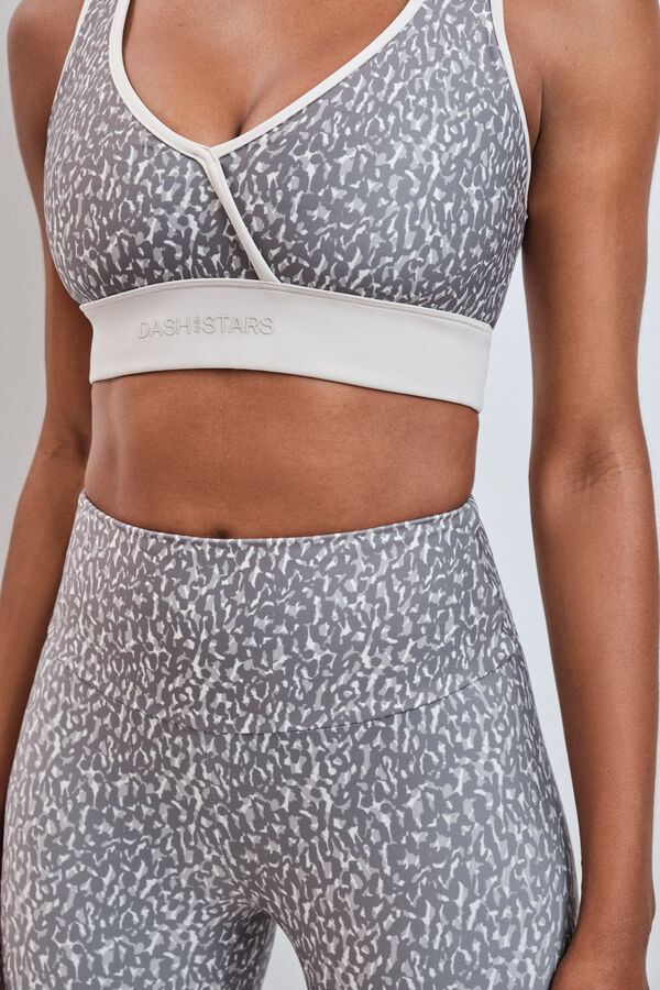 Dash and Stars Leggings crop 4D STRETCH animal print gris nude