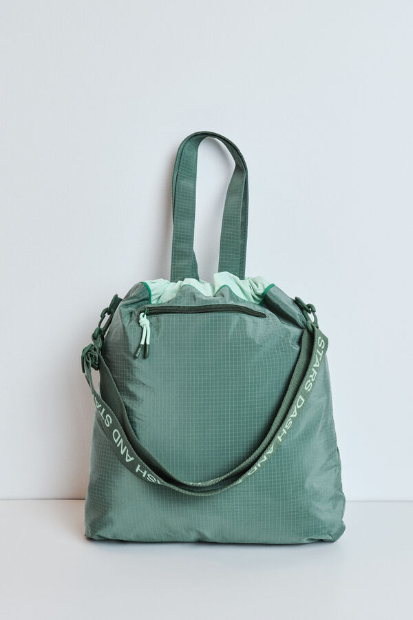 Dash and Stars Bolsa tote nylon acolchado verde