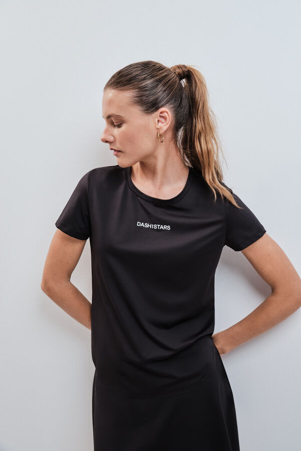 Dash and Stars Camiseta t&eacute;cnica manga corta negro negro