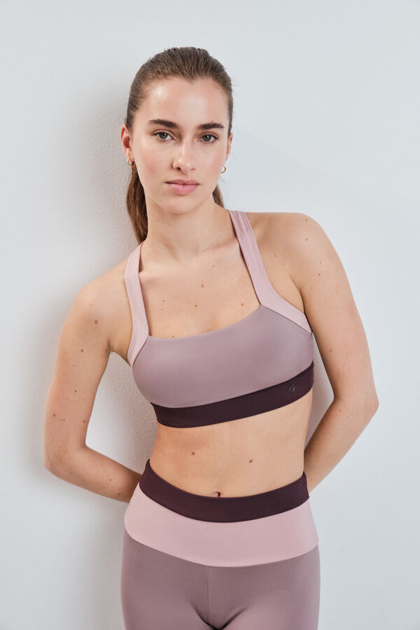 Dash and Stars Sujetador deportivo 4D Stretch color block rosa rosa