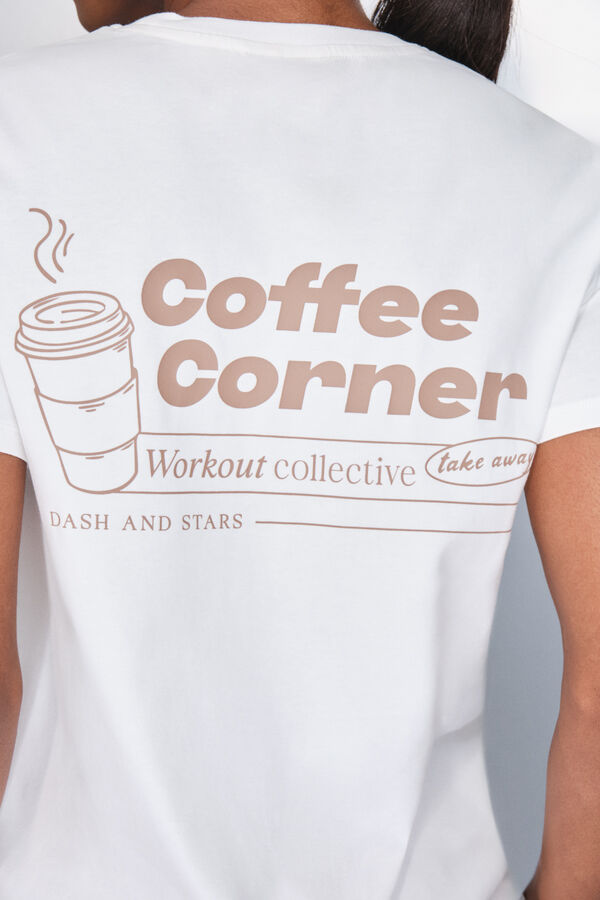 Dash and Stars Camiseta manga corta algod&oacute;n blanco beige
