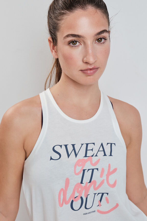 Dash and Stars Camiseta sin mangas algod&oacute;n blanco beige