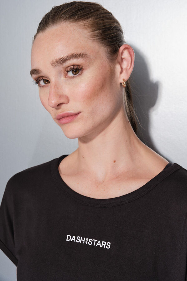 Dash and Stars Camiseta tejido extra suave negra negro