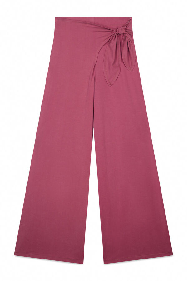 Dash and Stars Pantal&oacute;n largo palazzo tacto suave granate rojo