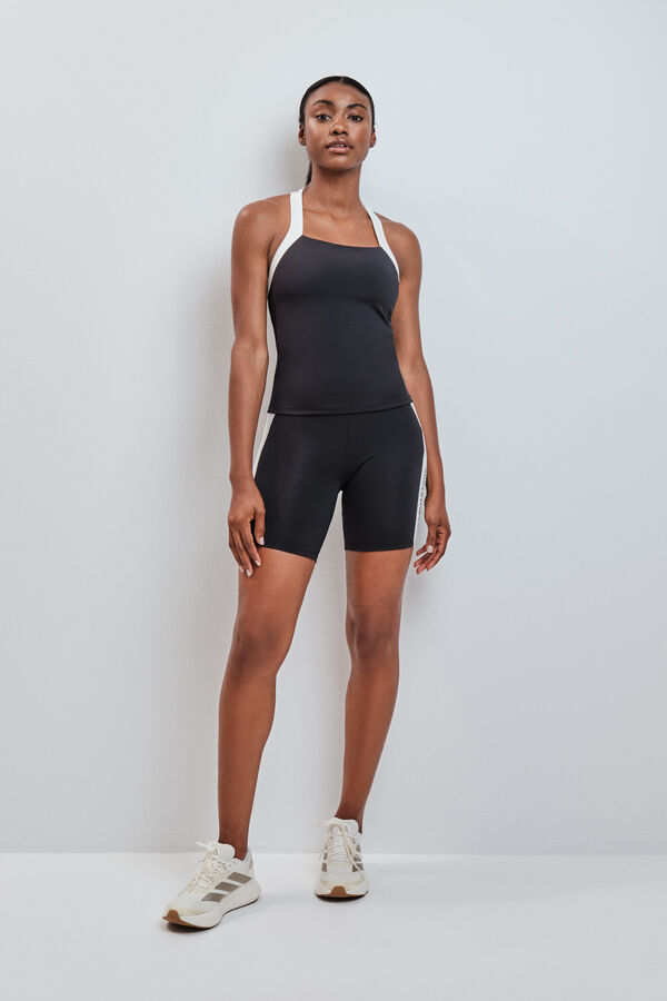 Dash and Stars Tank top deportivo halter 4D Stretch contraste negro negro