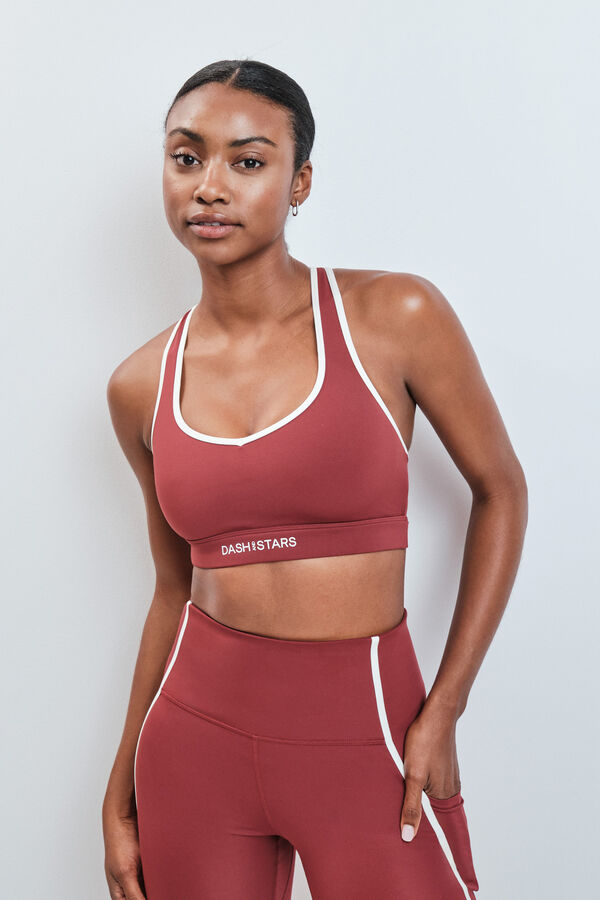 Dash and Stars Sujetador deportivo 4D Stretch burgundy rojo