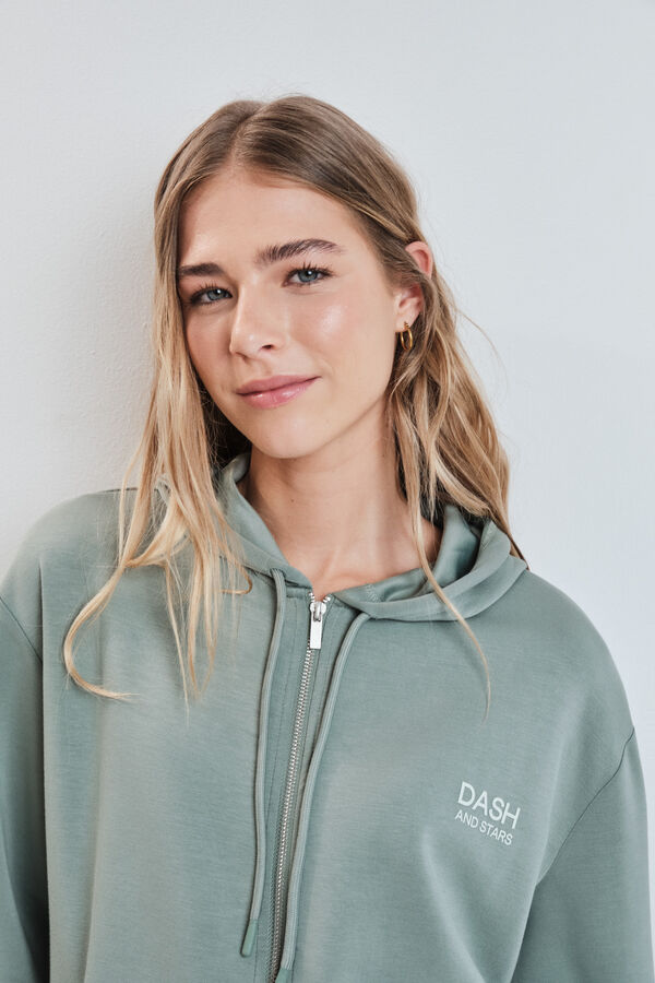 Dash and Stars Chaqueta capucha viscosa suave verde verde