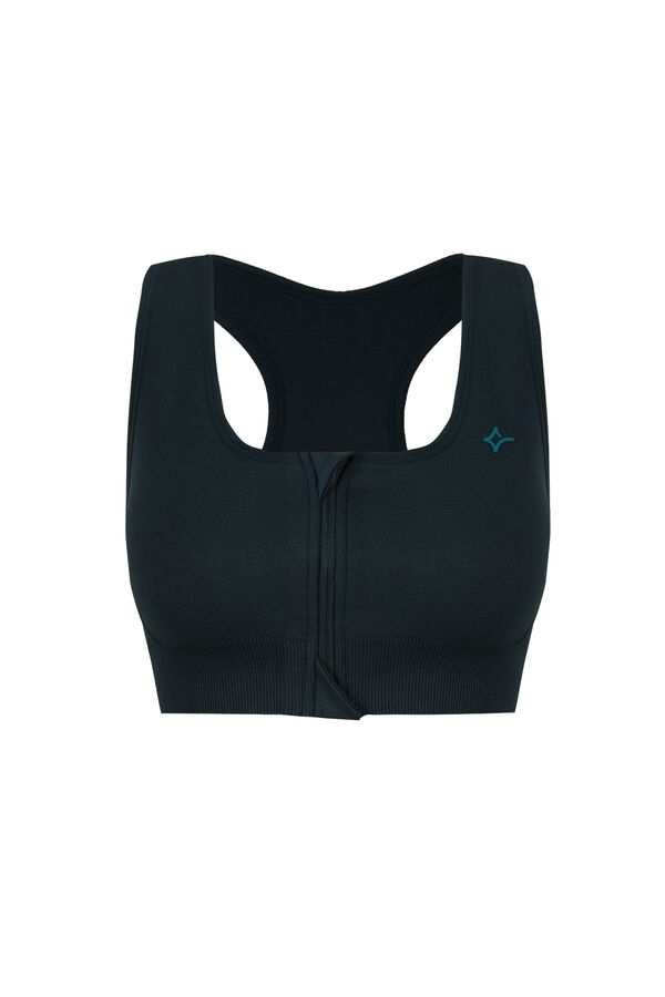 Dash and Stars Sujetador deportivo verde cremallera central SEAMLESS FIT verde