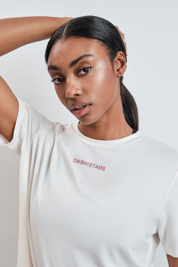 Dash and Stars Camiseta manga corta modal blanca beige