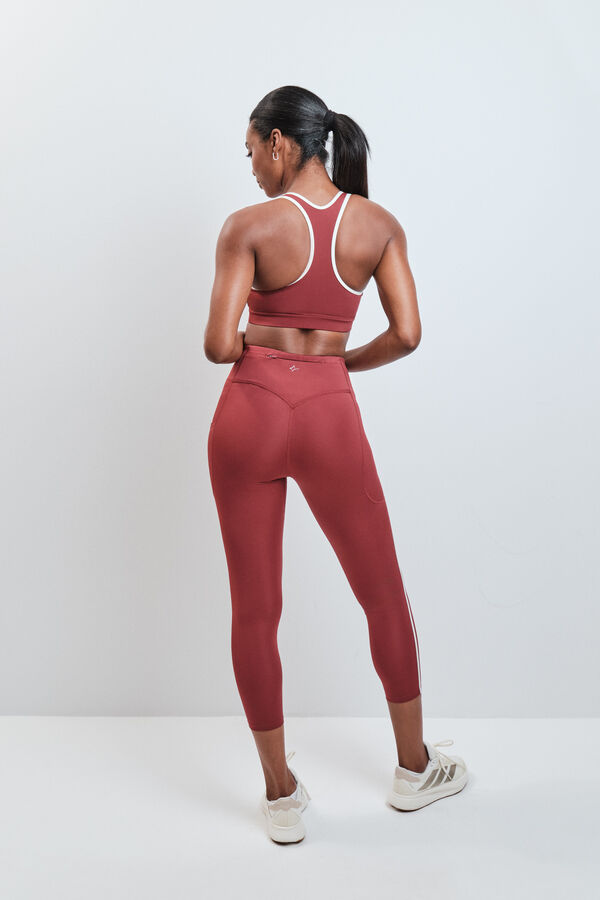 Dash and Stars Leggings crop 4D STRETCH burgundy rojo