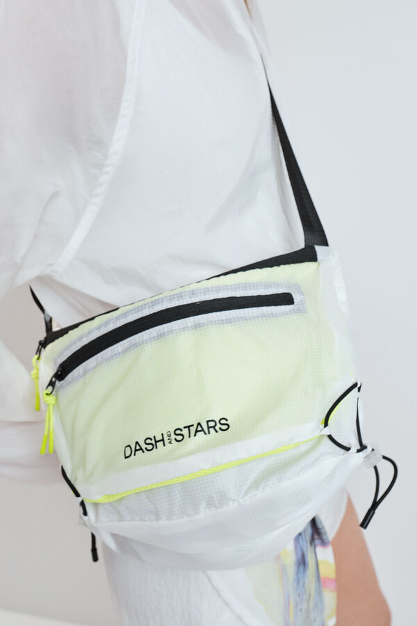 Dash and Stars Bolsa bandolera cruzada t&eacute;cnica blanca beige