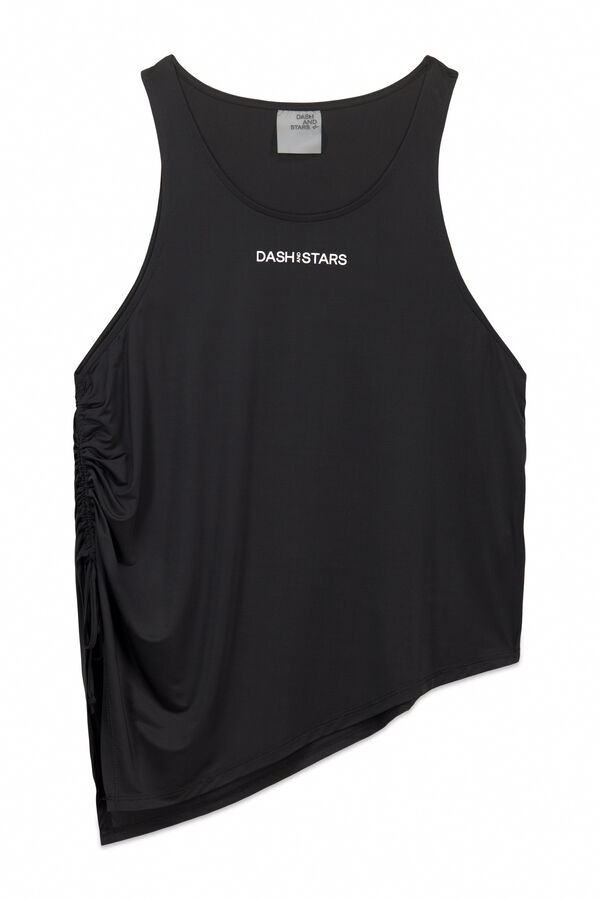 Dash and Stars Camiseta halter asim&eacute;trica negro negro