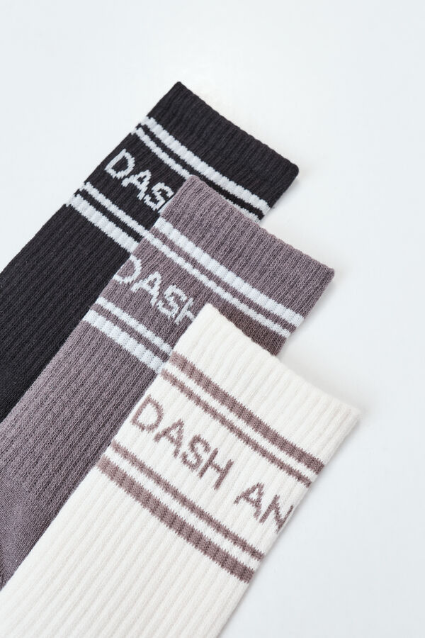 Dash and Stars Pack 3 calcetines medios algod&oacute;n blanco