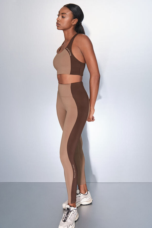 Dash and Stars Leggings 4D STRETCH color block nude