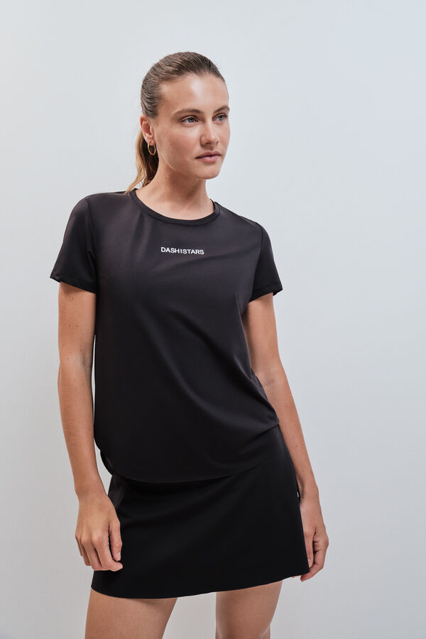 Dash and Stars Camiseta t&eacute;cnica manga corta negro negro