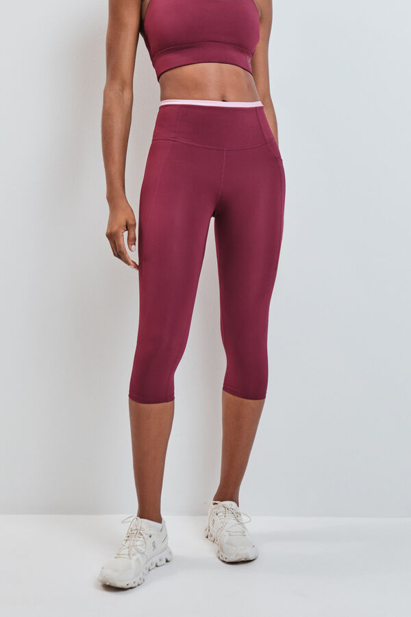 Dash and Stars Leggings pirata burdeos 4D STRETCH rojo
