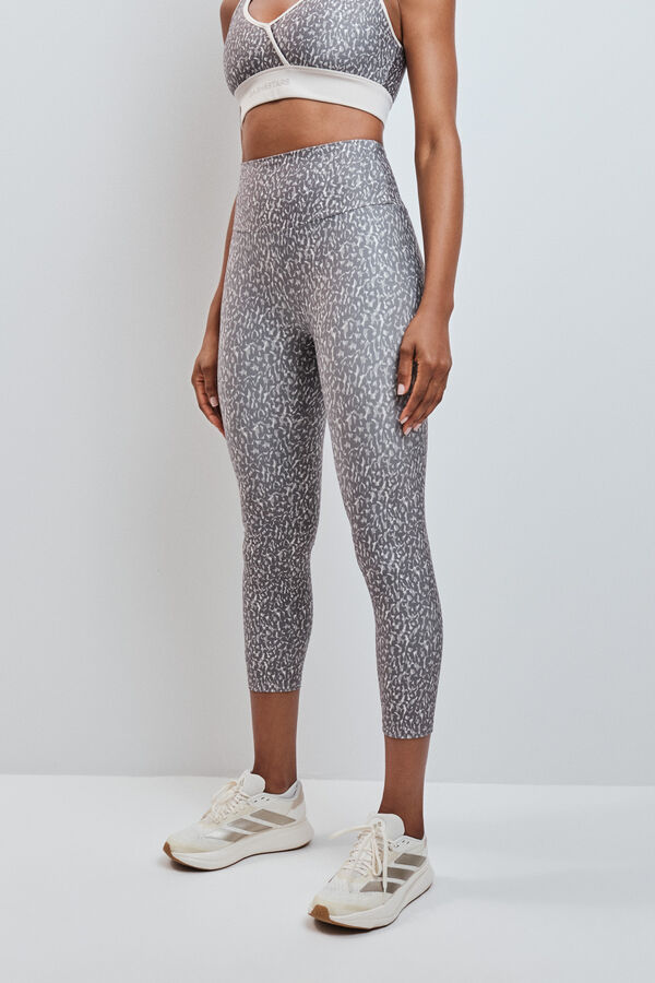 Dash and Stars Leggings crop 4D STRETCH animal print gris nude