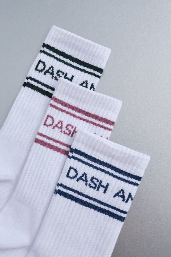 Dash and Stars Pack 3 calcetines algod&oacute;n logo blanco