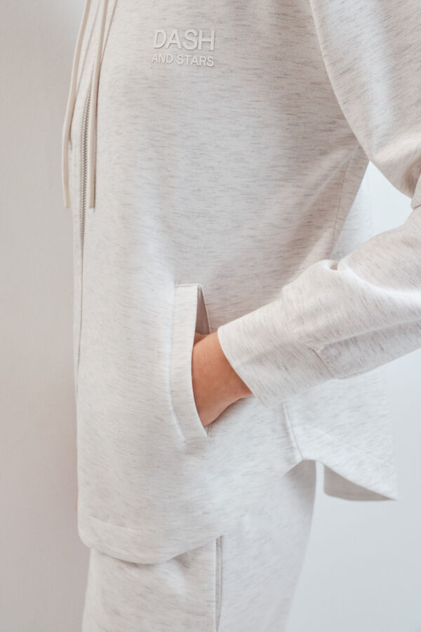 Dash and Stars Chaqueta capucha viscosa suave gris gris