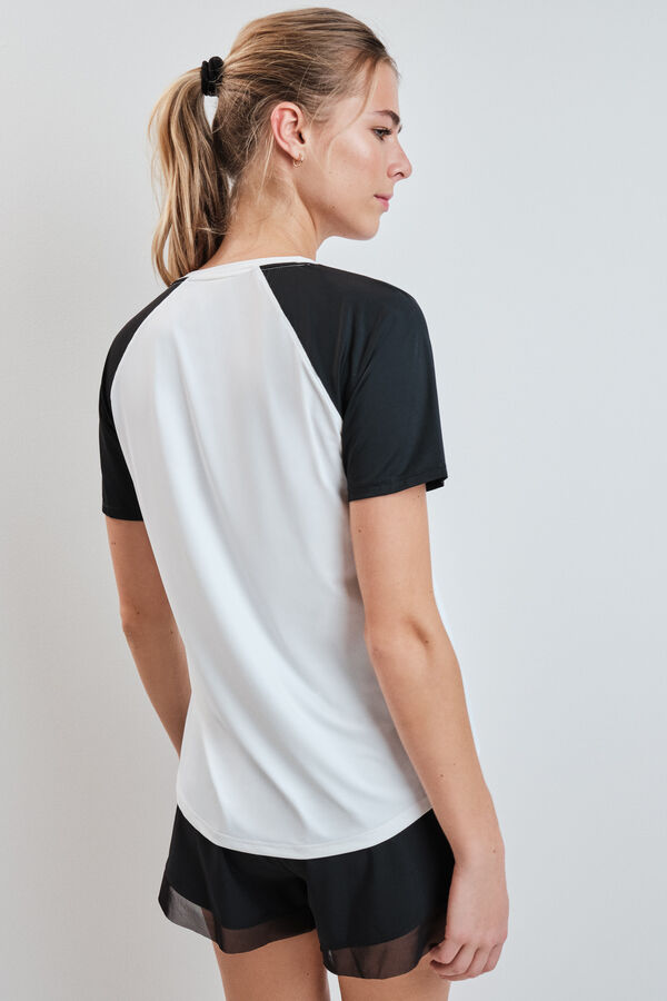 Dash and Stars Camiseta manga corta blanca contraste beige