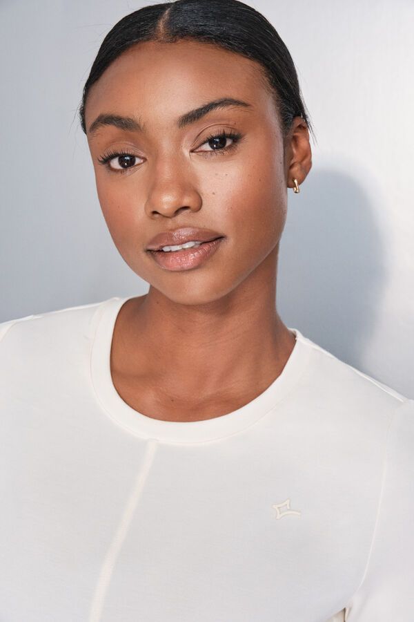 Dash and Stars Camiseta manga corta blanco drapeado  beige