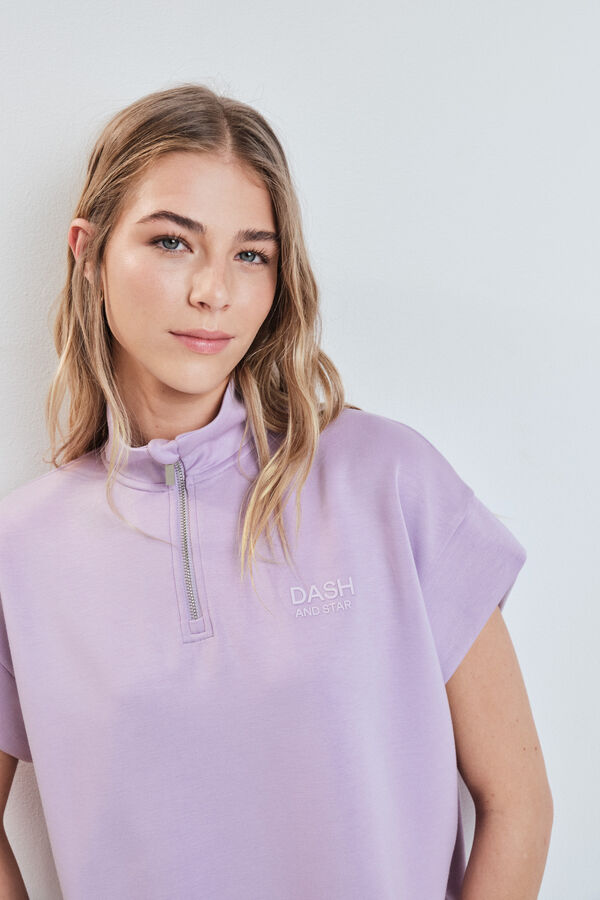 Dash and Stars Sudadera manga corta viscosa suave rosa morado/lila