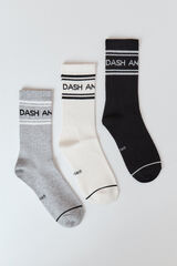 Dash and Stars Pack 3 calcetines medios algod&oacute;n blanco
