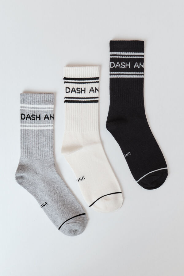 Dash and Stars Pack 3 calcetines medios algod&oacute;n blanco