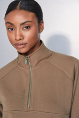 Dash and Stars Sudadera cuello cremallera marr&oacute;n nude