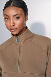 Dash and Stars Sudadera cuello cremallera marr&oacute;n