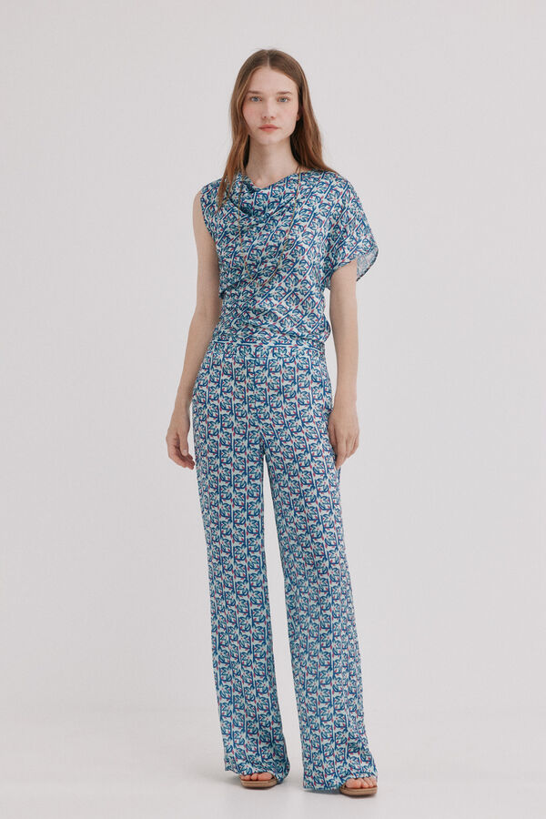 Hoss Intropia Primrose. Pantal&oacute;n pinzas Estampado morado