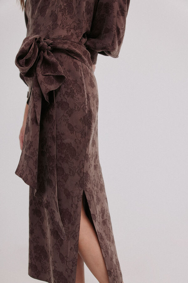 Hoss Intropia &Aacute;gatha. Vestido jacquard Marron oscuro