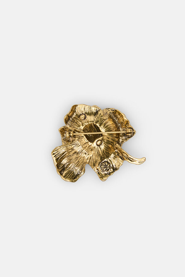 Hoss Intropia Lisa. Broche de flor ba&ntilde;ado en oro Dorado