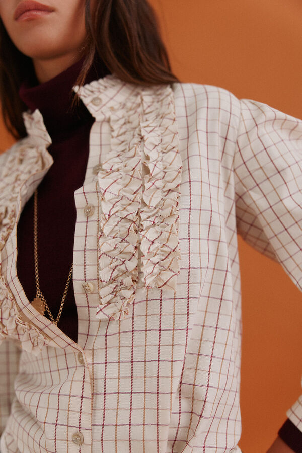 Hoss Intropia Gina. Blusa a cuadros Marfil