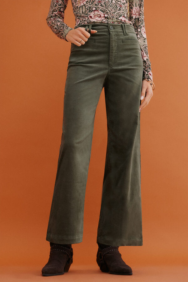 Hoss Intropia Paulette. Pantalón wide leg Kaki