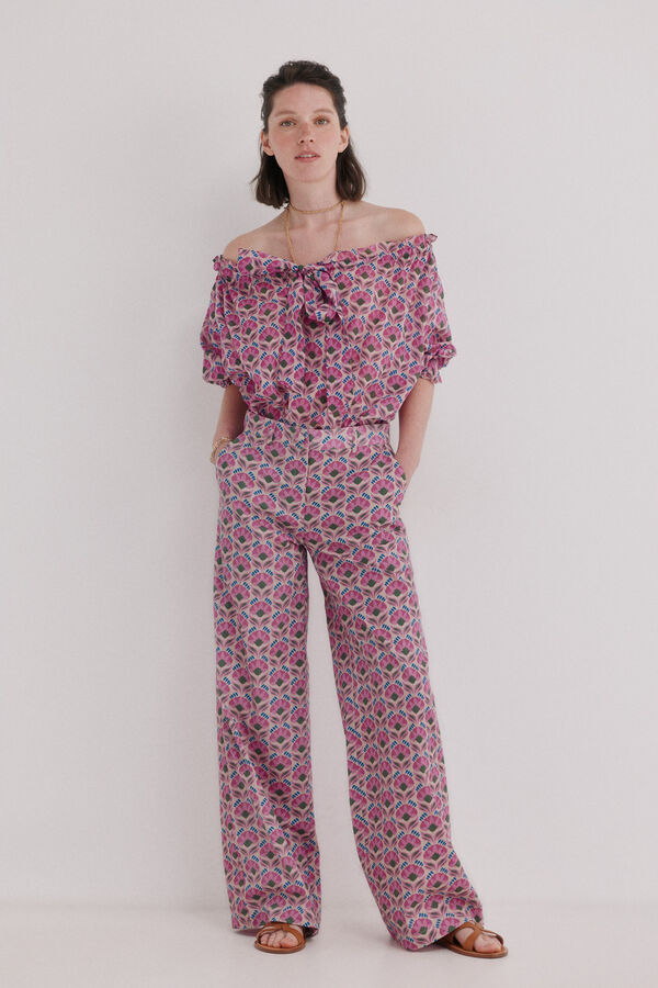 Hoss Intropia Persia. Pantal&oacute;n floral Rosa