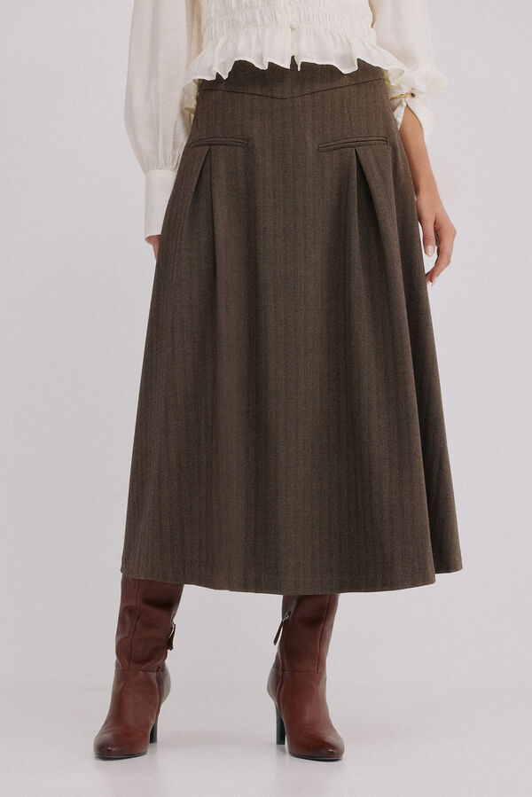 Hoss Intropia Reyes. Falda con pliegues Marron oscuro