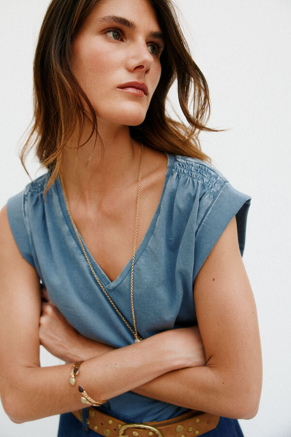 Hoss Intropia M&oacute;nica. Camiseta con pliegues Azul