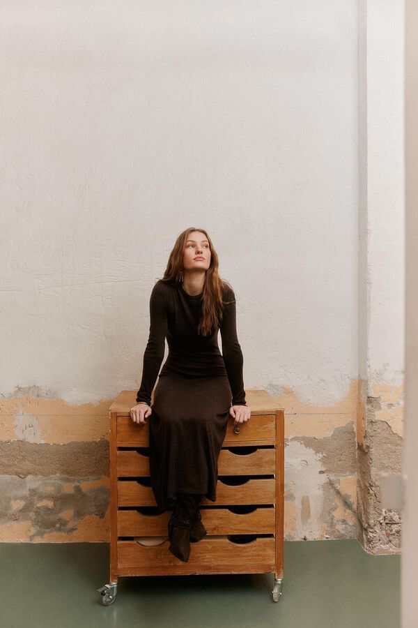 Hoss Intropia Amelie. Vestido de punto Marron oscuro