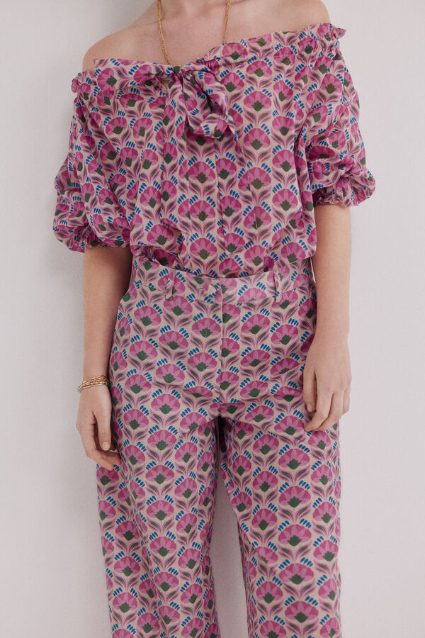 Hoss Intropia Persia. Pantal&oacute;n floral Rosa