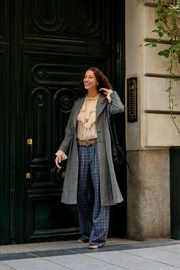 Hoss Intropia Fiona. Abrigo a rayas Gris