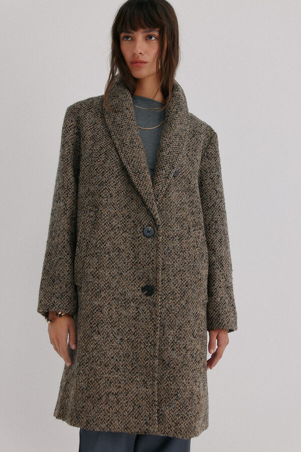 Hoss Intropia F&aacute;tima. Abrigo con solapa Marfil