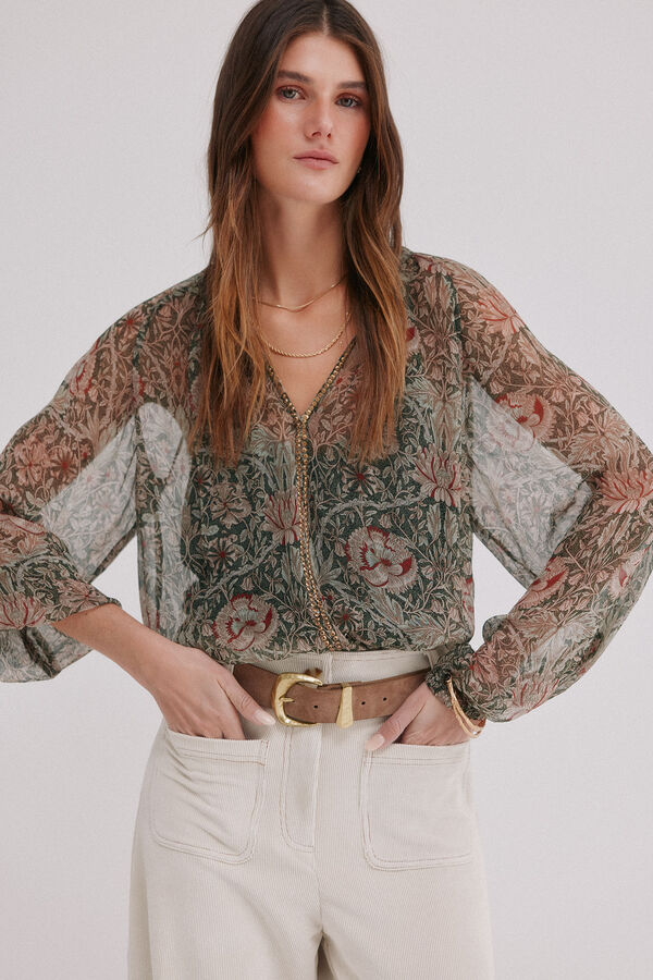 Hoss Intropia Carolina. Blusa estampada Kaki