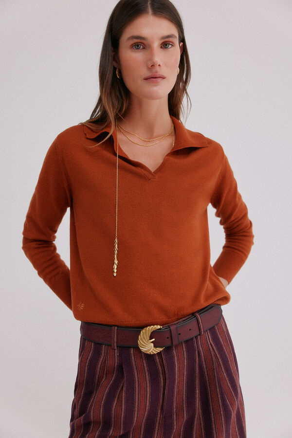 Hoss Intropia Idoia. C&aacute;rdigan con cuello solapa Naranja