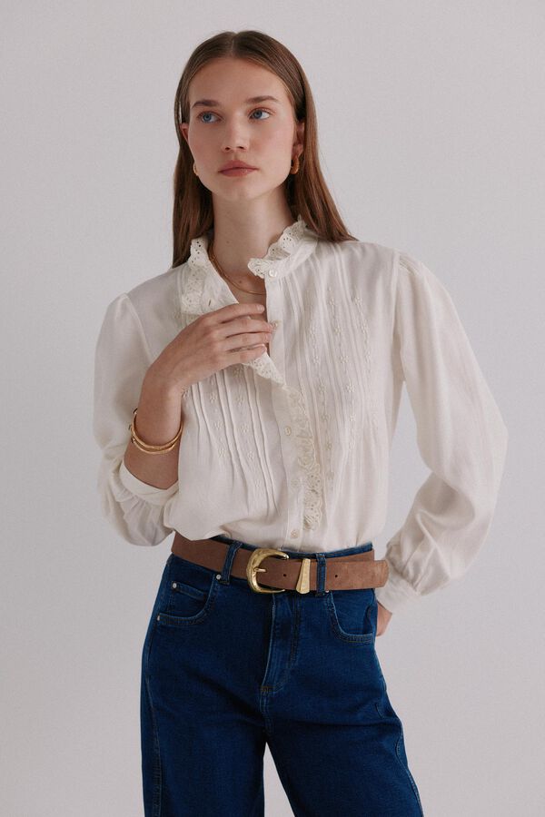 Hoss Intropia Colette. Blusa bordada Marfil