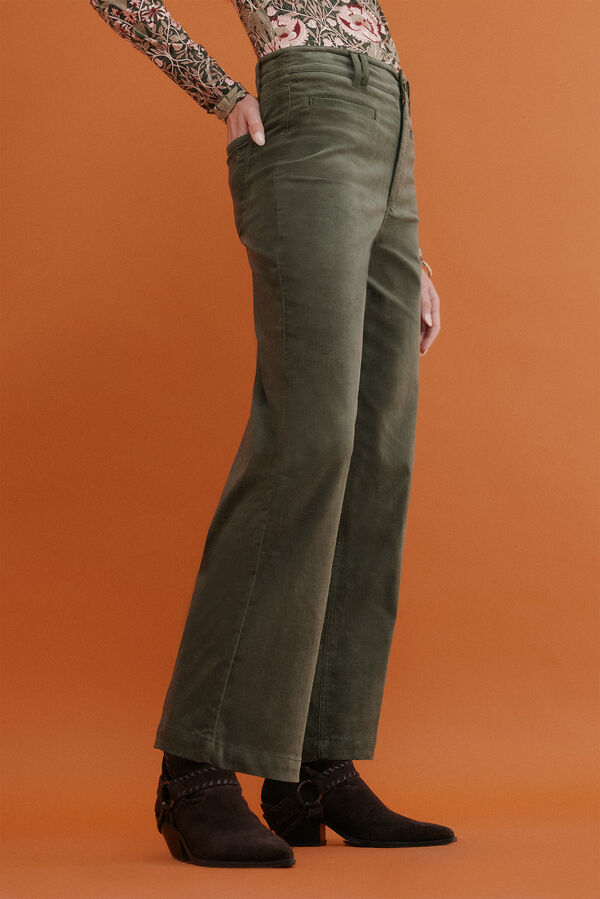 Hoss Intropia Paulette. Pantalón wide leg Kaki